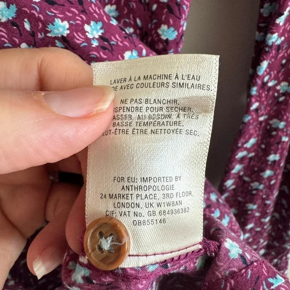 Anthropologie Maeve pink Calico Floral print Button Down Shirt size small - Picture 11 of 11